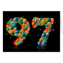 den 97th födelsedagen med numrerar bildat från bol hälsnings kort