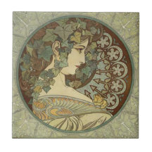 Den Alphonse Mucha art nouveau belägger med tegel Kakelplatta Av Kerami