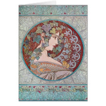 Den Alphonse Mucha murgrönaart nouveau noterar kor