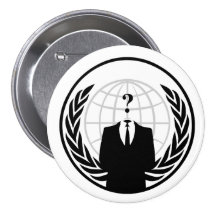 Den anonyma internationell knäppas knappar med nål