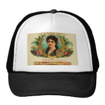 Den antika cigarren boxas etiketten   Isabella   ( Baseball Hat