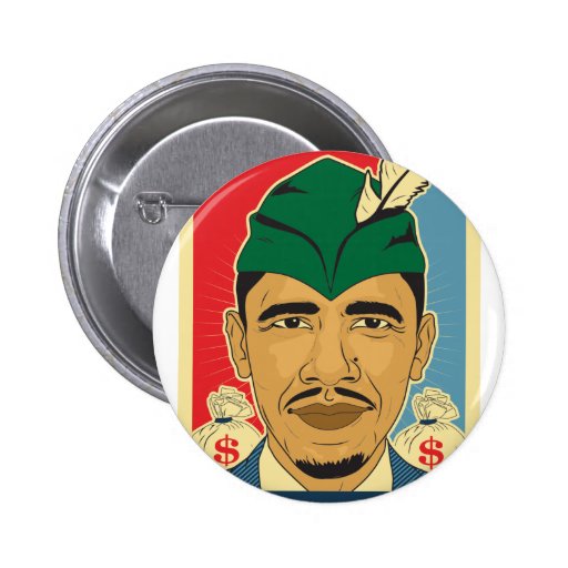 Den Barack Obama huvan Robin Hood knäppas baracken Knappar