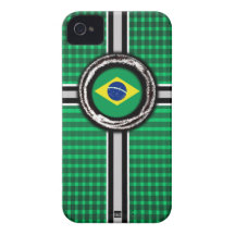Den Brasilien flagga utföra i relief det gröna fod iPhone 4 Skal