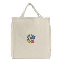 Den broderade blomman hänger lös broderad tygkasse