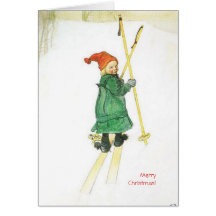 Den Carl Larsson julen Esbjorn skidar på Hälsnings Kort