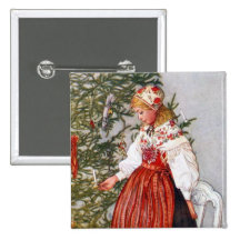 Den Carl Larsson julgranen knäppas klämmer fast Knappar Med Nål