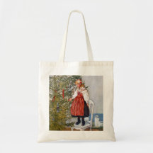 Den Carl Larsson julgrantotot hänger lös Tygkassar