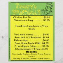 Den dagens sakkunnigmenyn sätter in restaurangtill custom flyer