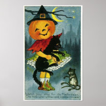 Den din klockan kliver det Halloween kortet Posters