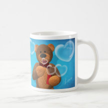 Den Dinky björnen som blåser hjärta, bubblar Kaffe Mugg