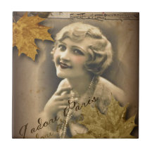 den eleganta höst löv skrivar paris Vintagebeauty Kakel