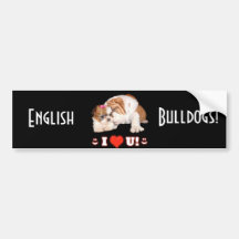 Den engelska bulldoggen och Shih Tzu ÄLSKAR JAG DI Bildekal