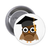 Den Geeky ugglan med exponeringsglasandGraduationl Knappar Med Nål