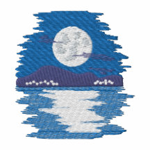Den glänsande moonen bevattnar på broderad tröja