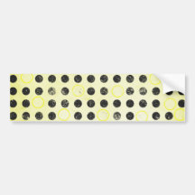 DEN GLÖDANDE GULA SVARTEN CIRKLAR POLKADOTS-GRUNGE BILDEKALER