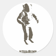 Den grafiska astronautet stencilerar rund klistermärke