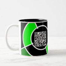 den gröna bullseyen QR kodifierar Mugg