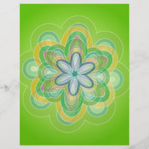 Den gröna Hippieblommavektorn slösar orangevit Full Färg Flygblad