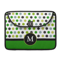 Den gröna polkaen pricker randmonogramen MacBook pro sleeve