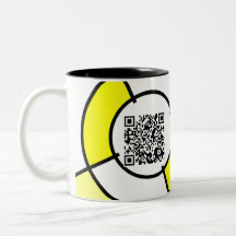 den gula bullseyen QR kodifierar Mugg