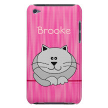Den gulliga feta katten på rosapersonlignamn täcke iPod touch Case-Mate skydd