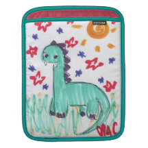 Den gulliga gröna dinosauren skissar sleeve för iPads