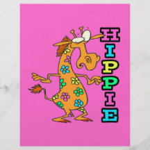 den gulliga hippien blommar girafftecknade figurer personliga flygblad