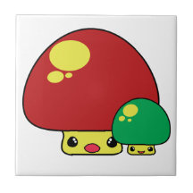 den gulliga kawaiigiftsvampen plocka svamp röd grö keramiska plattor