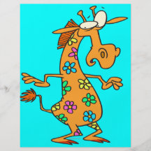 den gulliga ljusa hippien blommar girafftecknaden flygblad designs