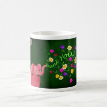 Den gulliga rosa elefanten tackar dig kaffe kopp