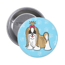 Den gulliga tecknad hund Shih Tzu knäppas Pins