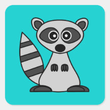 Den gulliga tecknadraccoonen kvadrerar fyrkantiga klistermärken