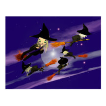 Den Halloween häxan trafikerar Vykort