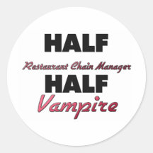 Den halva restaurangen kedjar den halva vampyren f runda klistermärken