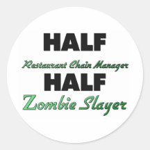 Den halva restaurangen kedjar den halva Zombieslay Runda Klistermärken