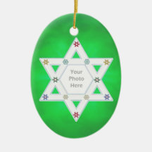 Den Hanukkah stjärnan och snöflingor görar grön (f Julgransdekorationer