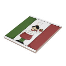 Den italienska kocken #3 med flagga belägger med t keramiska plattor