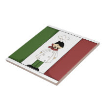 Den italienska kocken #5 med flagga belägger med t keramiska plattor