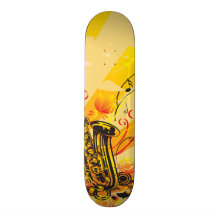 Den Jazzy saxofonen strålar av musik Skate Board