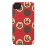 Den kalla retro ugglan & cirklar rött, och bruna u iPhone 4 Case-Mate cases