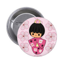 Den Kawaii Kokeshi dockan knäppas Knapp Med Nål