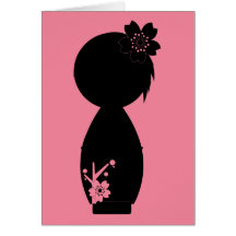Den Kokeshi Sakura silhouetten noterar kortet