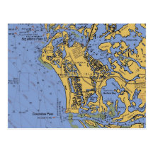 Den Marco ön, nautiska Florida kartlägger vykortet