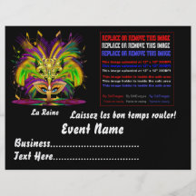 Den Mardi Gras drottningen 8,5" x 11" behar beskåd Full Färg Flygblad