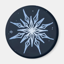 Den midnatta stora snowflaken skissar kylskåpsnagnet