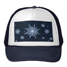Den midnatta stora snowflaken skissar trucker keps