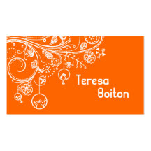 Den moderna blommigten virvlar runt & orange fågla visit kort