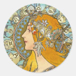 Den Mucha art nouveauaffischen - Zodiac - La putsa Runda Klistermärken