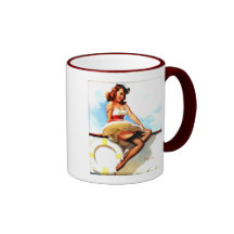 Den nautiska vintageGil Elvgren sjömannen klämmer  Kaffe Kopp