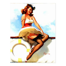 Den nautiska vintageGil Elvgren sjömannen klämmer  Vykort